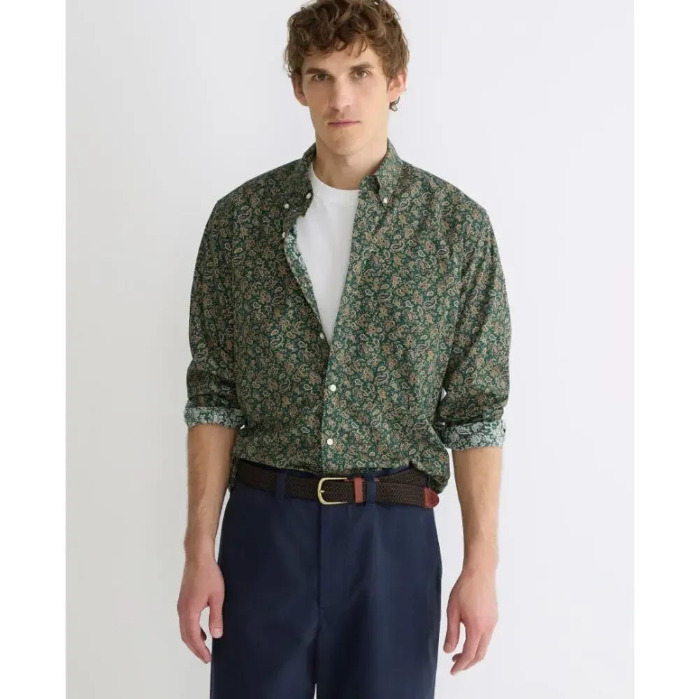 J.CREW Mens Slim Button Down Shirt Small Navy Blue Polka Dots Poplin BJ744 NWT